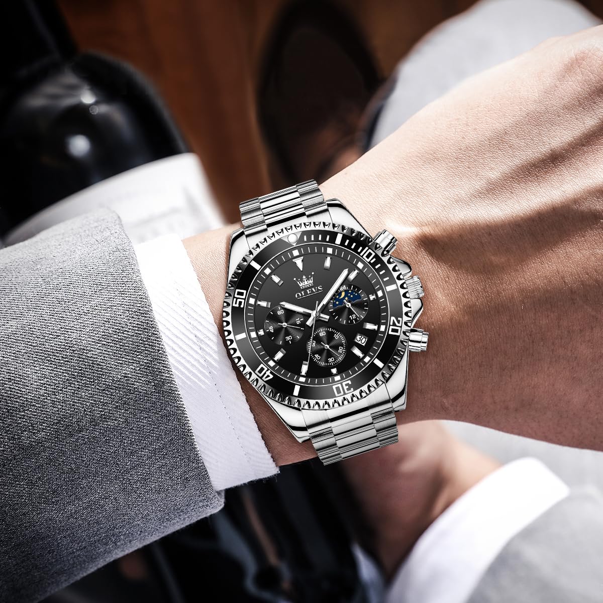 Foto 5 pulgar | Reloj Olevs Business Dress Big Face Analog Quartz Para Hombre - Venta Internacional.