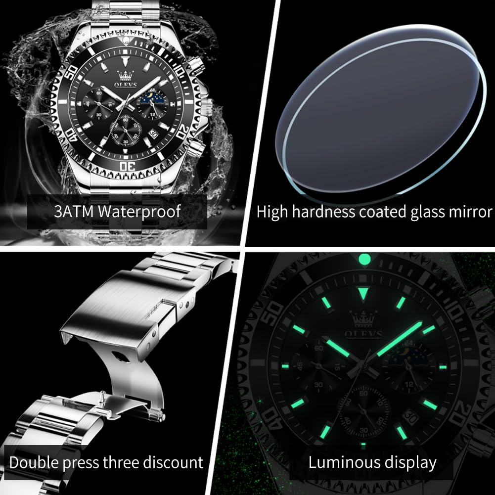 Foto 6 pulgar | Reloj Olevs Business Dress Big Face Analog Quartz Para Hombre - Venta Internacional.