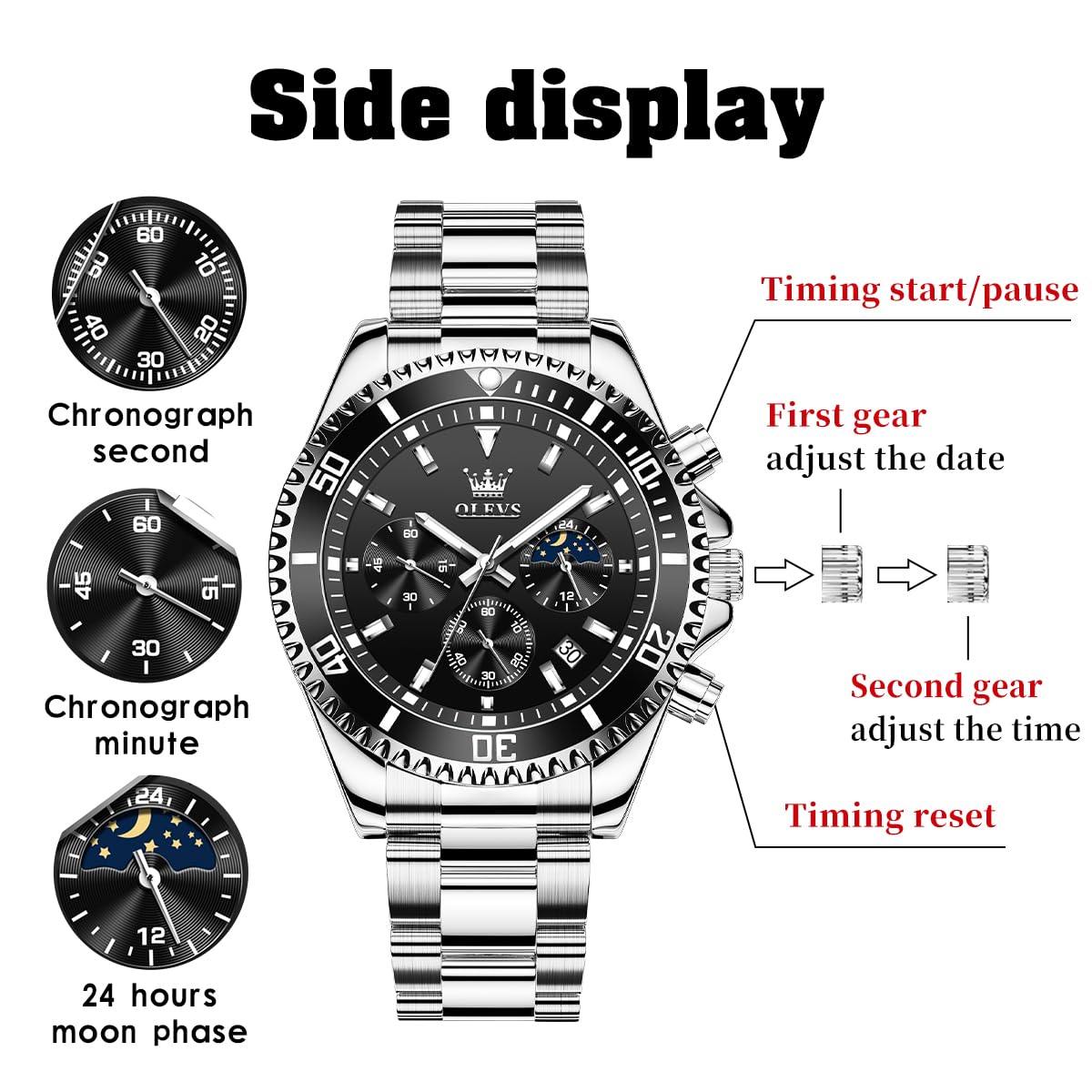 Foto 7 pulgar | Reloj Olevs Business Dress Big Face Analog Quartz Para Hombre - Venta Internacional.