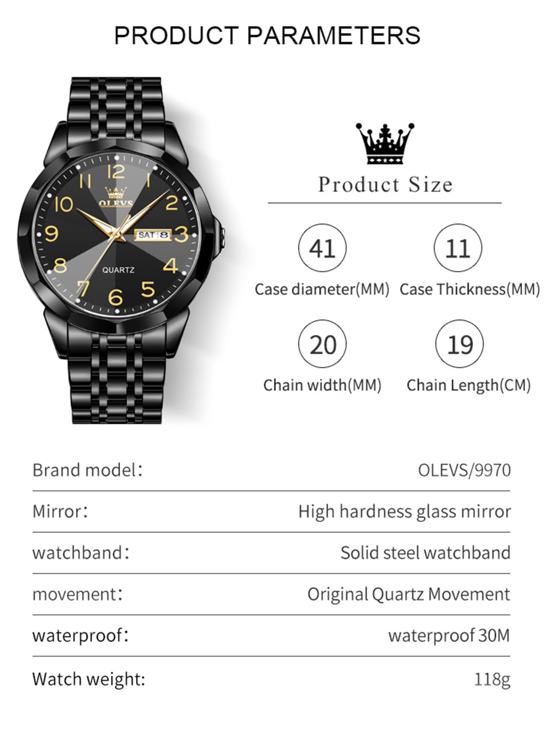 Foto 7 pulgar | Reloj Olevs Vestido De Lujo Analógico De Cuarzo Para Hombre A Prueba De Agua - Venta Internacional.