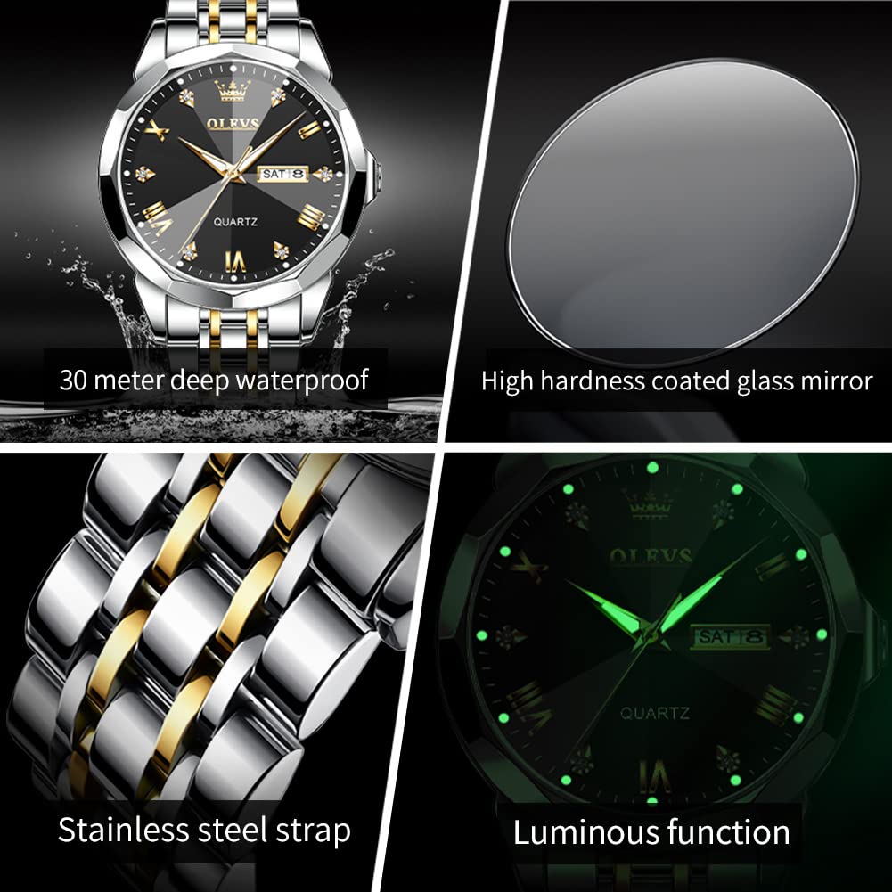 Foto 3 pulgar | Reloj De Pulsera Olevs Para Hombre Analógico De Cuarzo Y Acero Inoxidable - Venta Internacional.