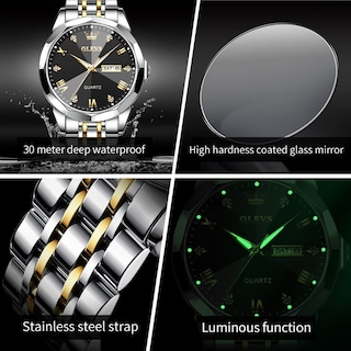 Foto 2 | Reloj De Pulsera Olevs Para Hombre Analógico De Cuarzo Y Acero Inoxidable - Venta Internacional.