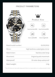 Foto 5 | Reloj De Pulsera Olevs Para Hombre Analógico De Cuarzo Y Acero Inoxidable - Venta Internacional.