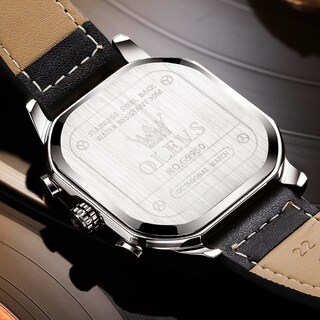 Foto 2 | Reloj Olevs Con Cronógrafo Clásico Cuadrado De Cuero Negro Para Hombre - Venta Internacional.