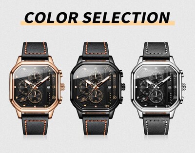 Foto 6 | Reloj Olevs Con Cronógrafo Clásico Cuadrado De Cuero Negro Para Hombre - Venta Internacional.