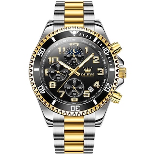 Foto 1 | Reloj Olevs Moon Phase De Acero Inoxidable Bicolor Para Hombre - Venta Internacional.