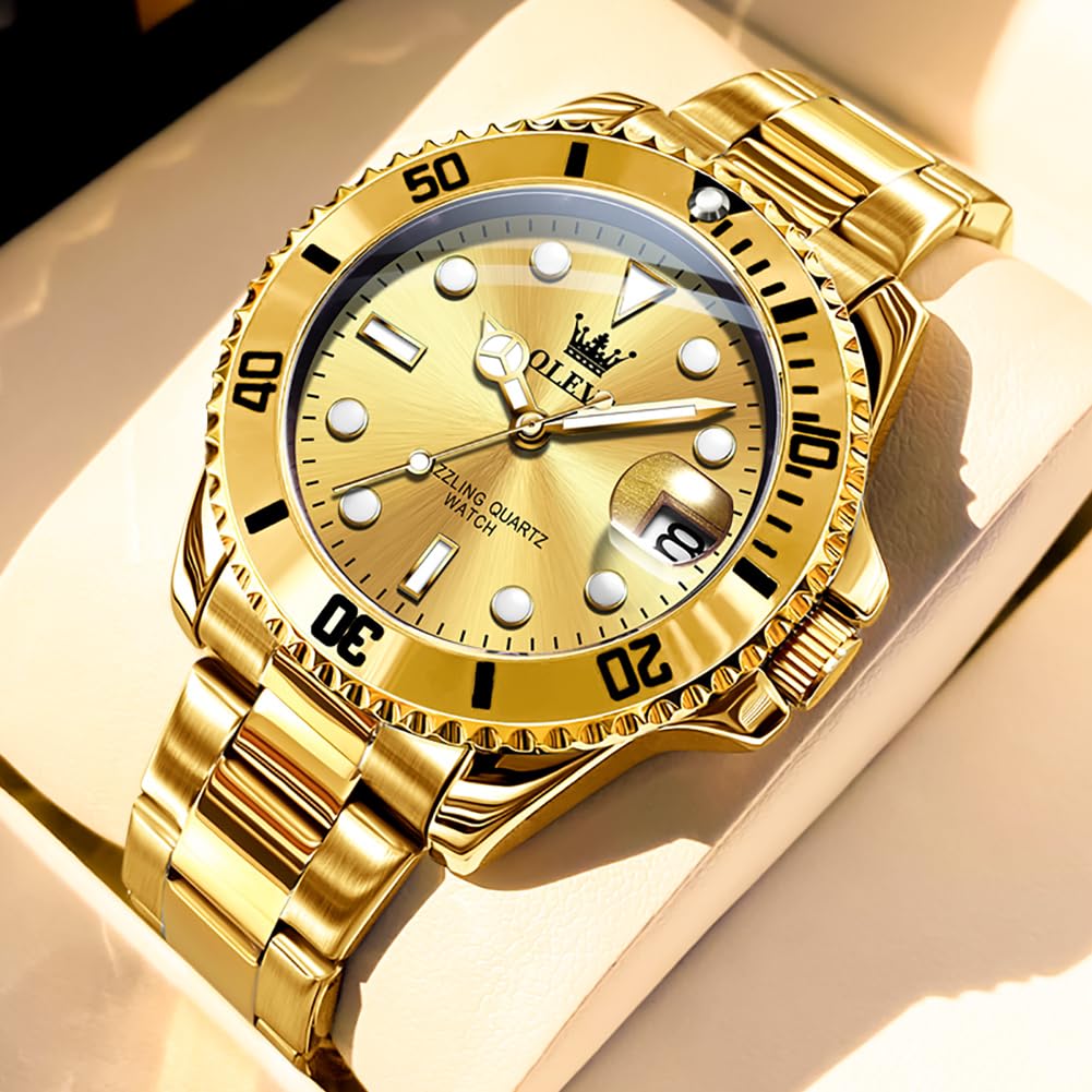 Foto 4 pulgar | Reloj Olevs Gold Para Hombre De Cuarzo Impermeable Con Fecha De Día - Venta Internacional.