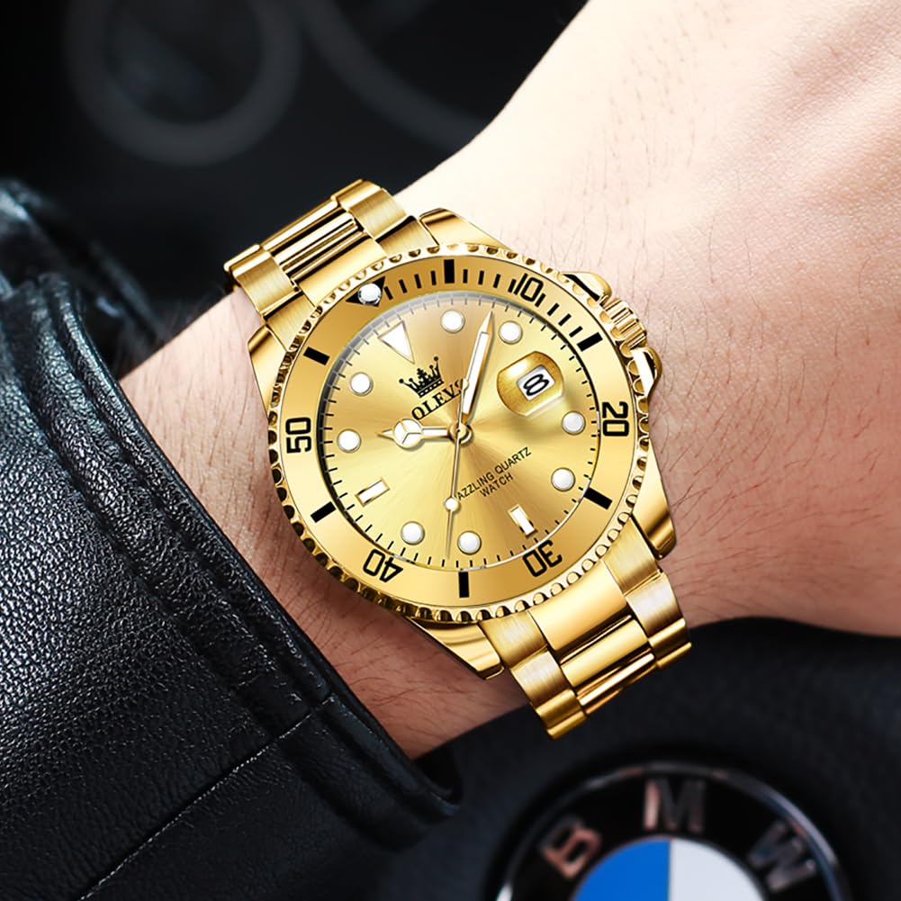 Foto 5 pulgar | Reloj Olevs Gold Para Hombre De Cuarzo Impermeable Con Fecha De Día - Venta Internacional.