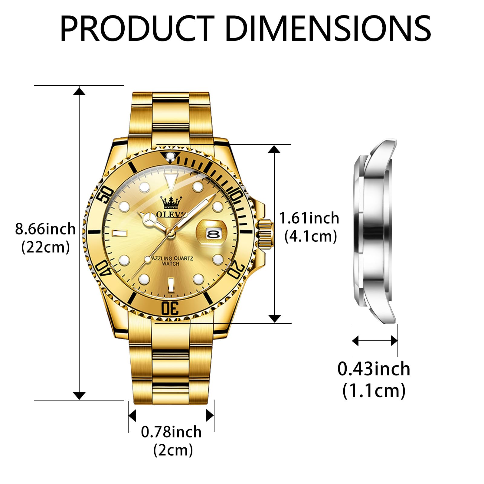Foto 6 pulgar | Reloj Olevs Gold Para Hombre De Cuarzo Impermeable Con Fecha De Día - Venta Internacional.