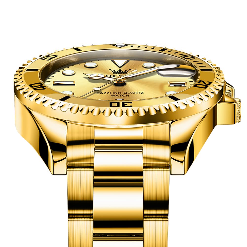 Foto 8 pulgar | Reloj Olevs Gold Para Hombre De Cuarzo Impermeable Con Fecha De Día - Venta Internacional.