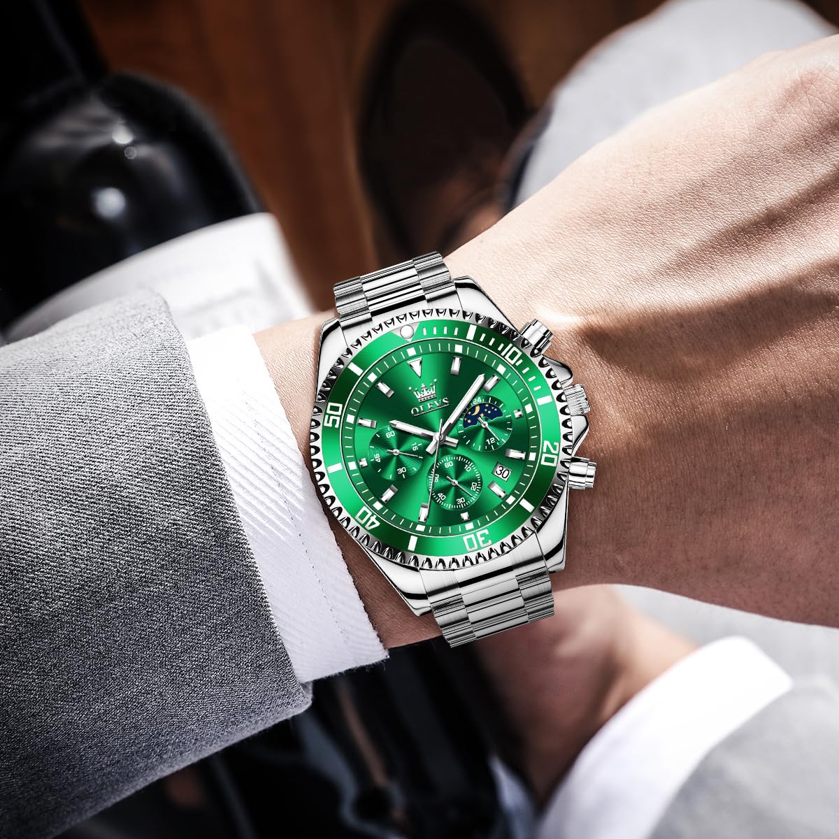 Foto 5 pulgar | Reloj Olevs Business Dress Big Face Analog Quartz Para Hombre - Venta Internacional.