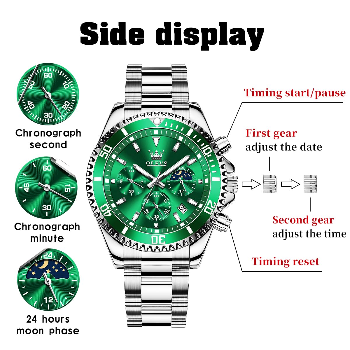 Foto 7 pulgar | Reloj Olevs Business Dress Big Face Analog Quartz Para Hombre - Venta Internacional.