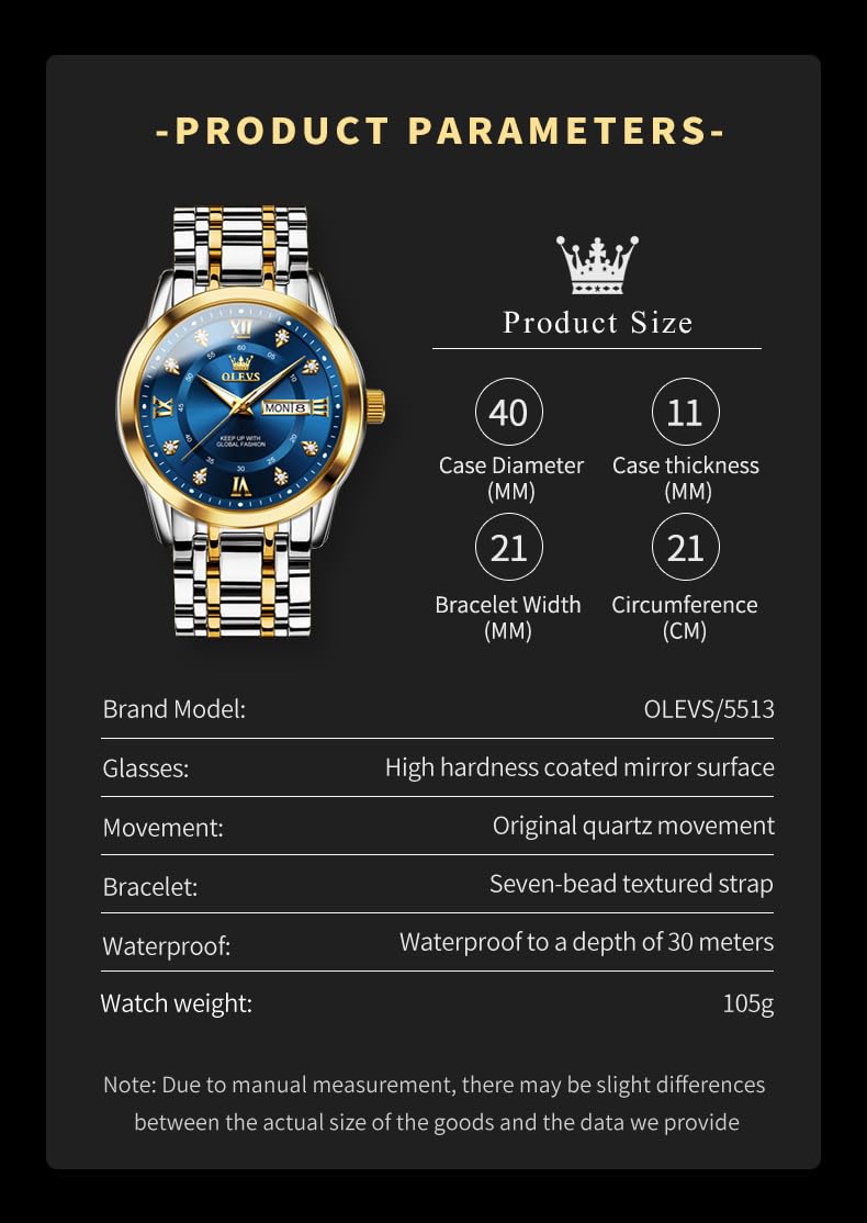 Foto 5 pulgar | Reloj Olevs Vestido De Negocios Clásico Azul Impermeable Para Hombre - Venta Internacional.