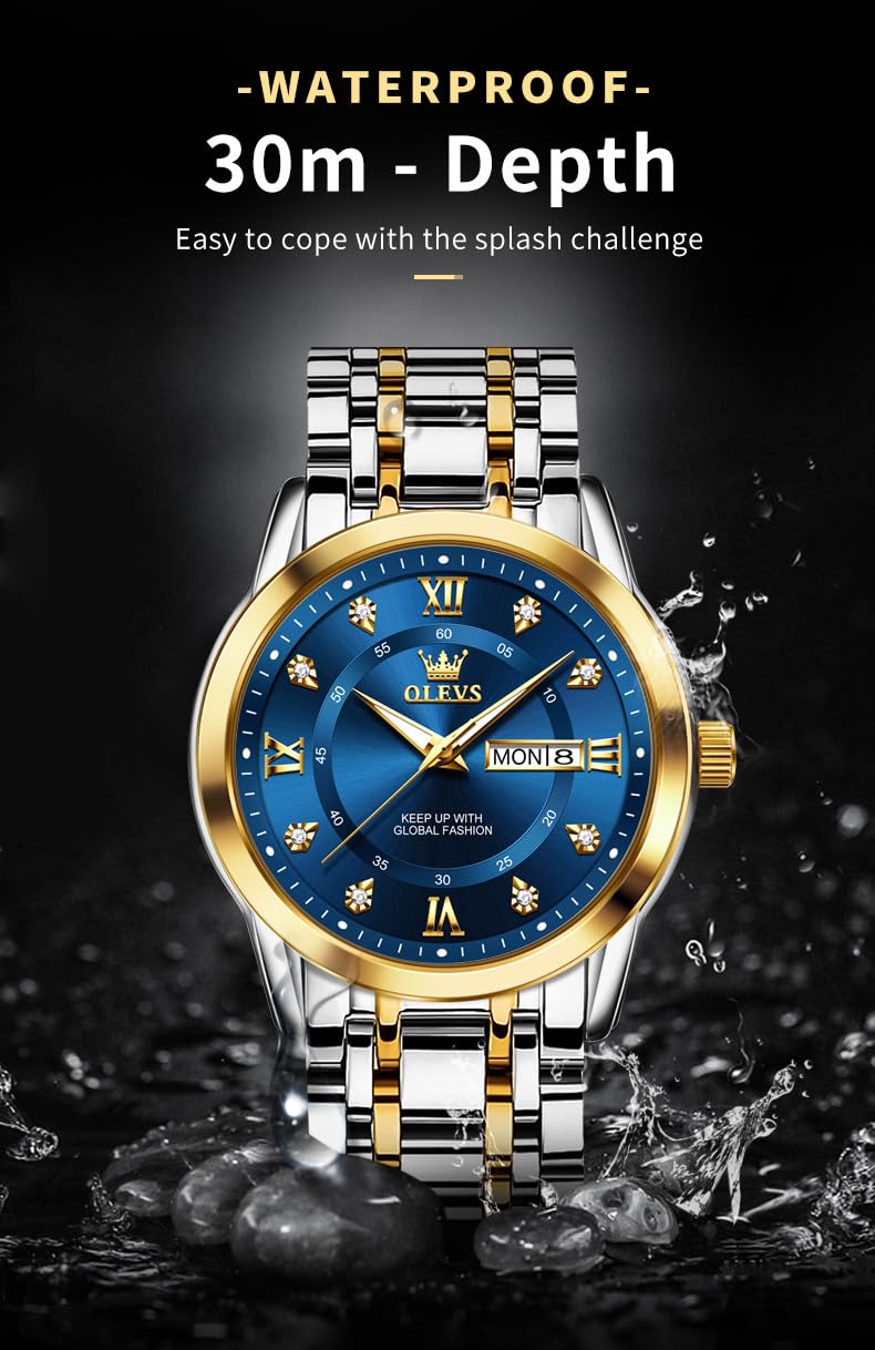 Foto 7 pulgar | Reloj Olevs Vestido De Negocios Clásico Azul Impermeable Para Hombre - Venta Internacional.