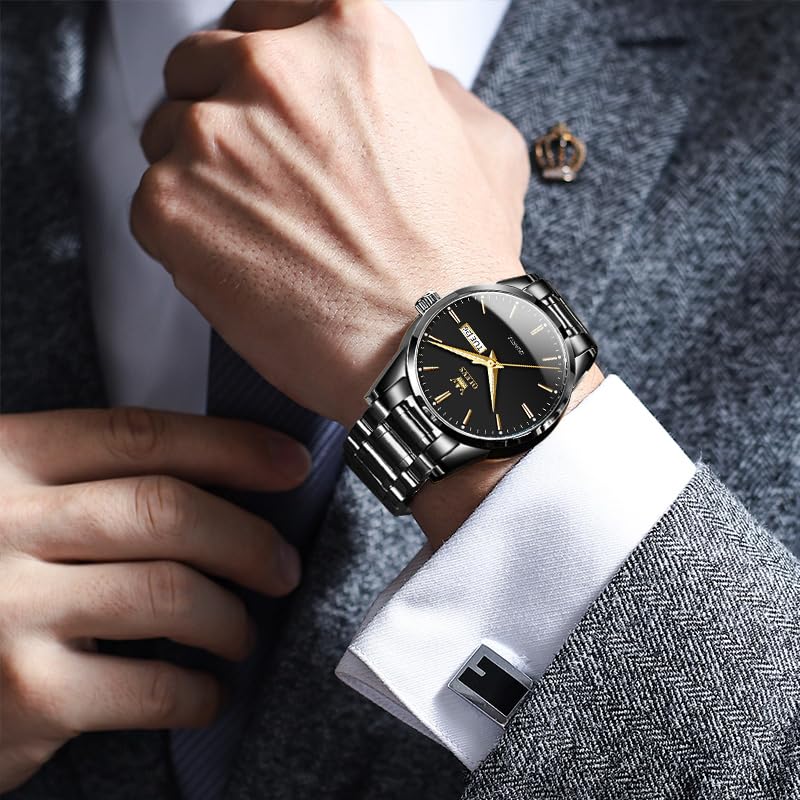 Foto 4 pulgar | Reloj Olevs Negro De Acero Inoxidable Impermeable Para Hombre - Venta Internacional.