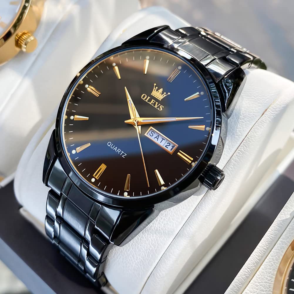 Foto 4 | Reloj Olevs Negro De Acero Inoxidable Impermeable Para Hombre - Venta Internacional.