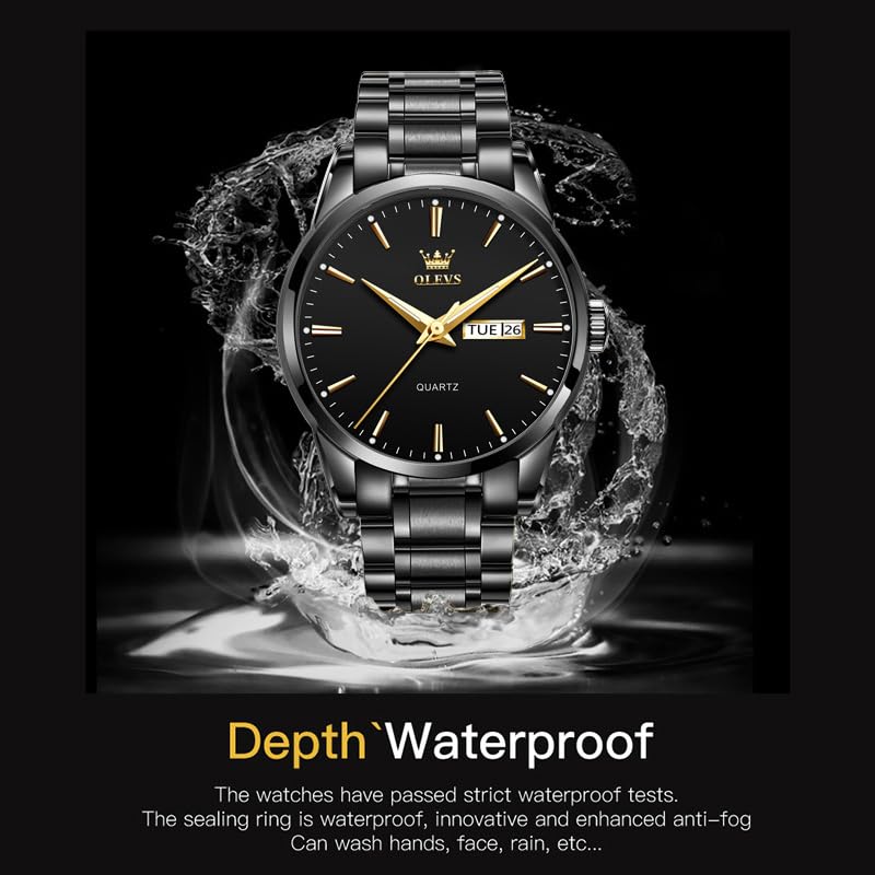 Foto 6 pulgar | Reloj Olevs Negro De Acero Inoxidable Impermeable Para Hombre - Venta Internacional.