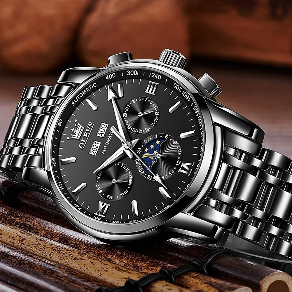 Foto 4 pulgar | Reloj Olevs Automatic Auto Winding Moon Phase Para Hombre - Venta Internacional.
