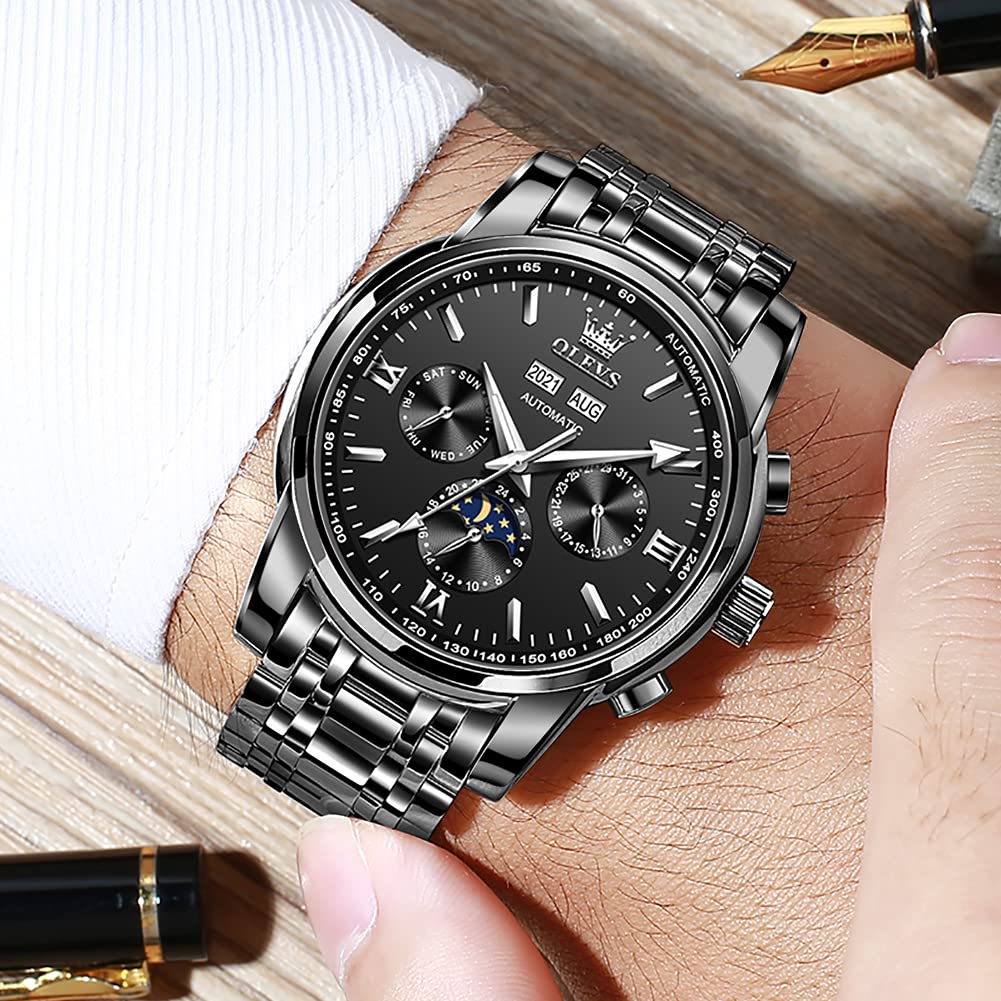 Foto 6 pulgar | Reloj Olevs Automatic Auto Winding Moon Phase Para Hombre - Venta Internacional.