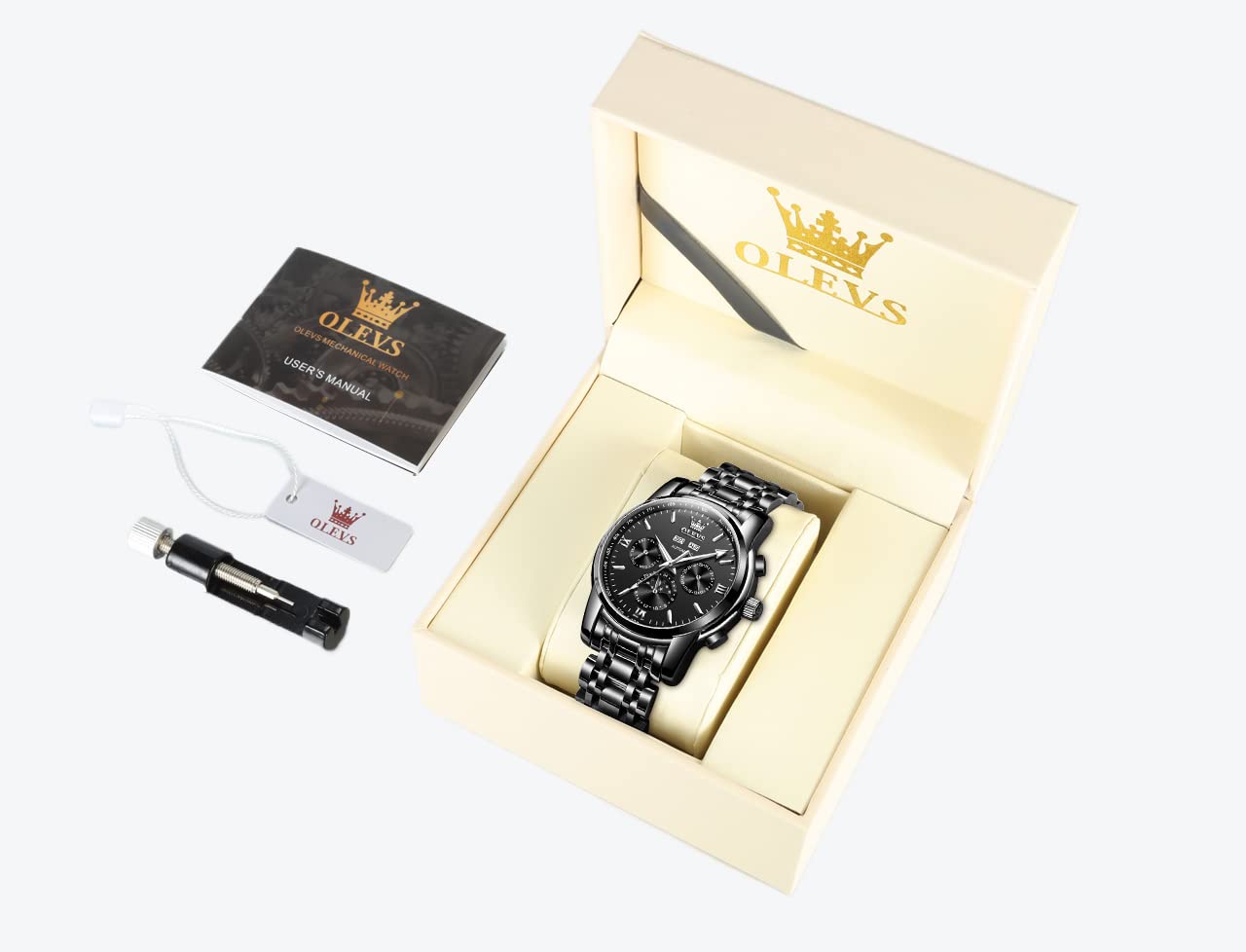 Foto 8 pulgar | Reloj Olevs Automatic Auto Winding Moon Phase Para Hombre - Venta Internacional.