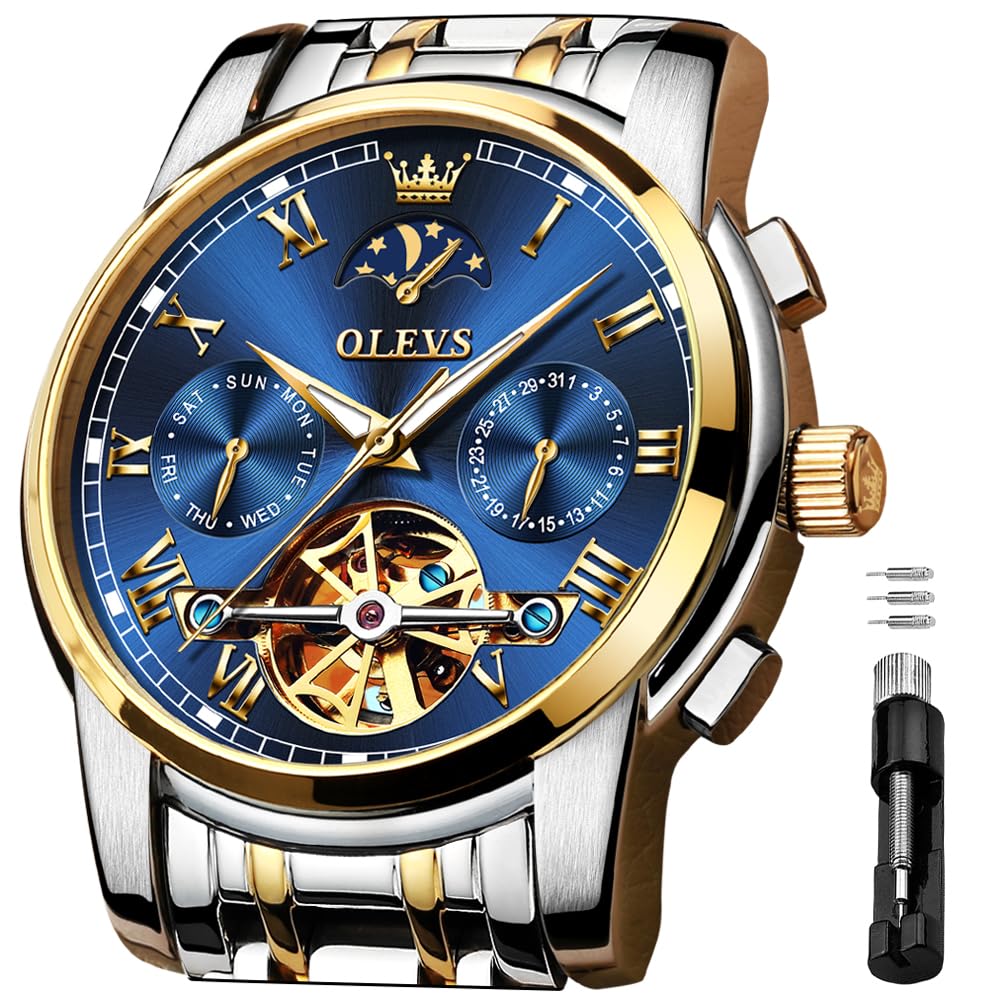 Foto 2 pulgar | Reloj Olevs Con Cronógrafo Mecánico Automático De Fase Lunar Para Hombre - Venta Internacional.