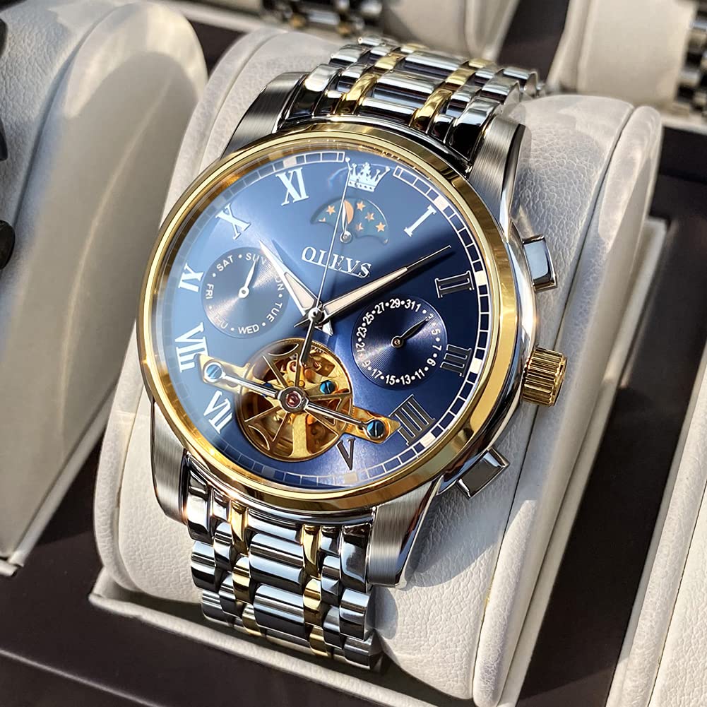 Foto 4 pulgar | Reloj Olevs Con Cronógrafo Mecánico Automático De Fase Lunar Para Hombre - Venta Internacional.
