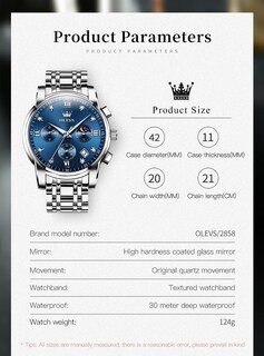 Foto 6 | Reloj Olevs Silver Para Hombre Con Esfera Azul De Acero Inoxidable - Venta Internacional.