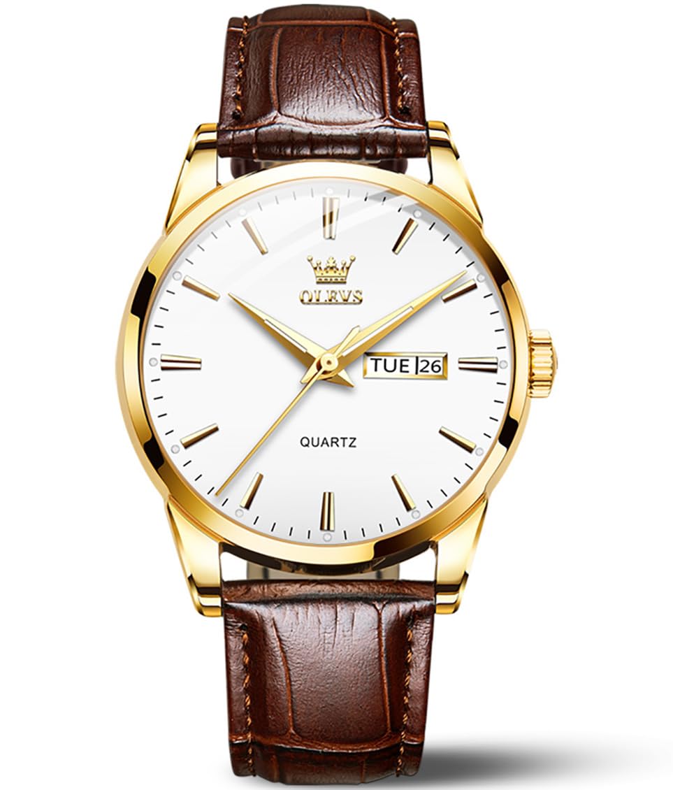 Reloj Olevs Brown Leather Classic Analog Quartz Para Hombre - Venta Internacional.