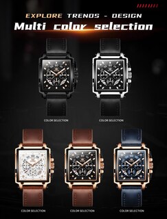 Foto 6 | Reloj Olevs De Cuero Marrón Para Hombre, Cuadrado, A La Moda Clásica - Venta Internacional.