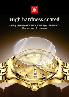 Foto 4 | Reloj Olevs Para Hombre, Acero Inoxidable Dorado, Resistente Al Agua Con Diamante - Venta Internacional.