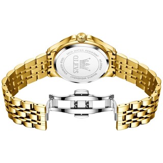 Foto 7 | Reloj Olevs Para Hombre, Acero Inoxidable Dorado, Resistente Al Agua Con Diamante - Venta Internacional.