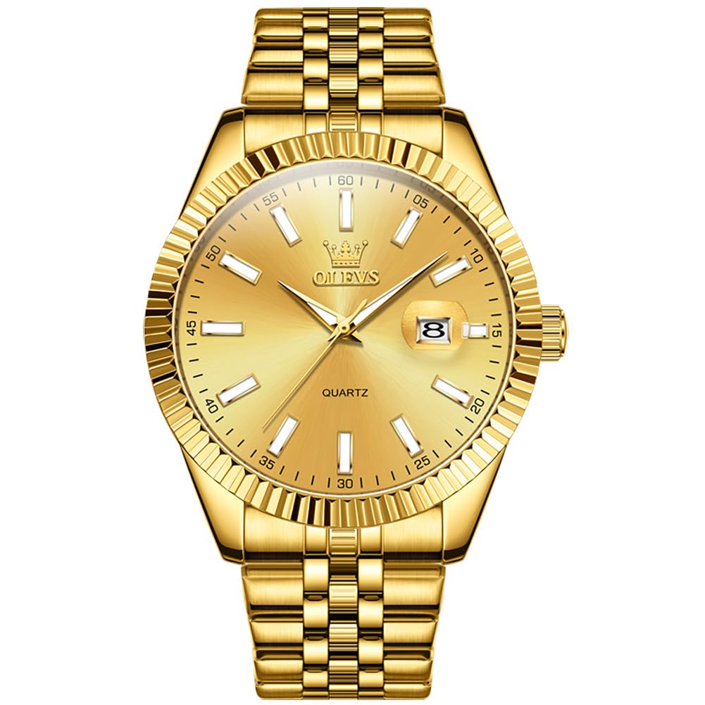 Foto 2 pulgar | Reloj Olevs Gold Para Hombre, Vestido De Negocios Con Cara Grande, Impermeable - Venta Internacional.