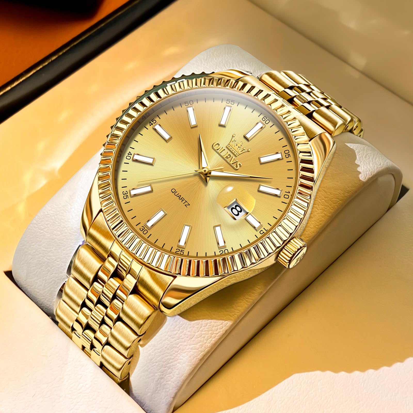 Foto 3 pulgar | Reloj Olevs Gold Para Hombre, Vestido De Negocios Con Cara Grande, Impermeable - Venta Internacional.