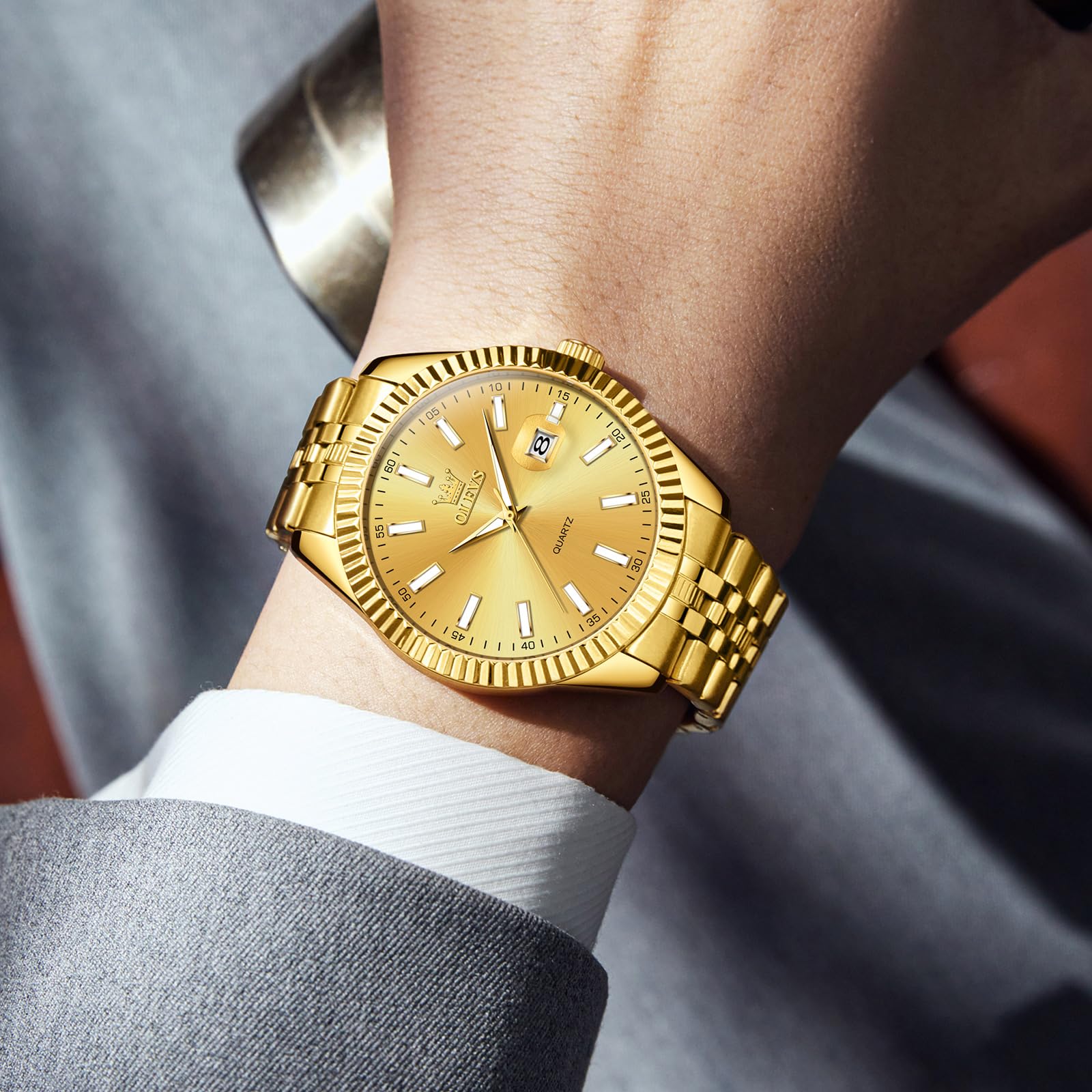 Foto 5 pulgar | Reloj Olevs Gold Para Hombre, Vestido De Negocios Con Cara Grande, Impermeable - Venta Internacional.