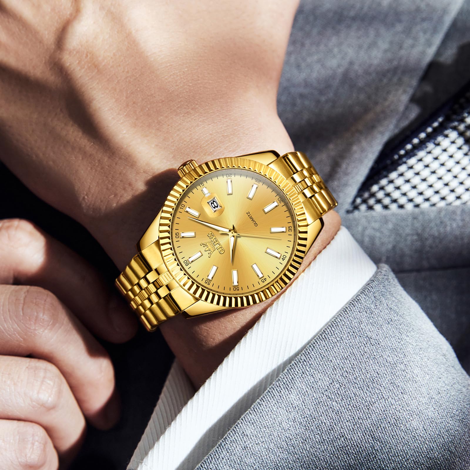 Foto 8 pulgar | Reloj Olevs Gold Para Hombre, Vestido De Negocios Con Cara Grande, Impermeable - Venta Internacional.
