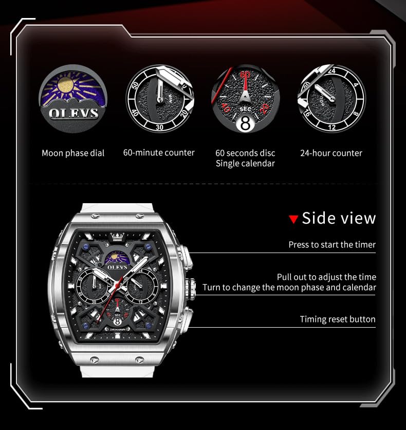 Foto 4 | Reloj Olevs Stylish Chronograph Waterproof Para Hombre Blanco - Venta Internacional.