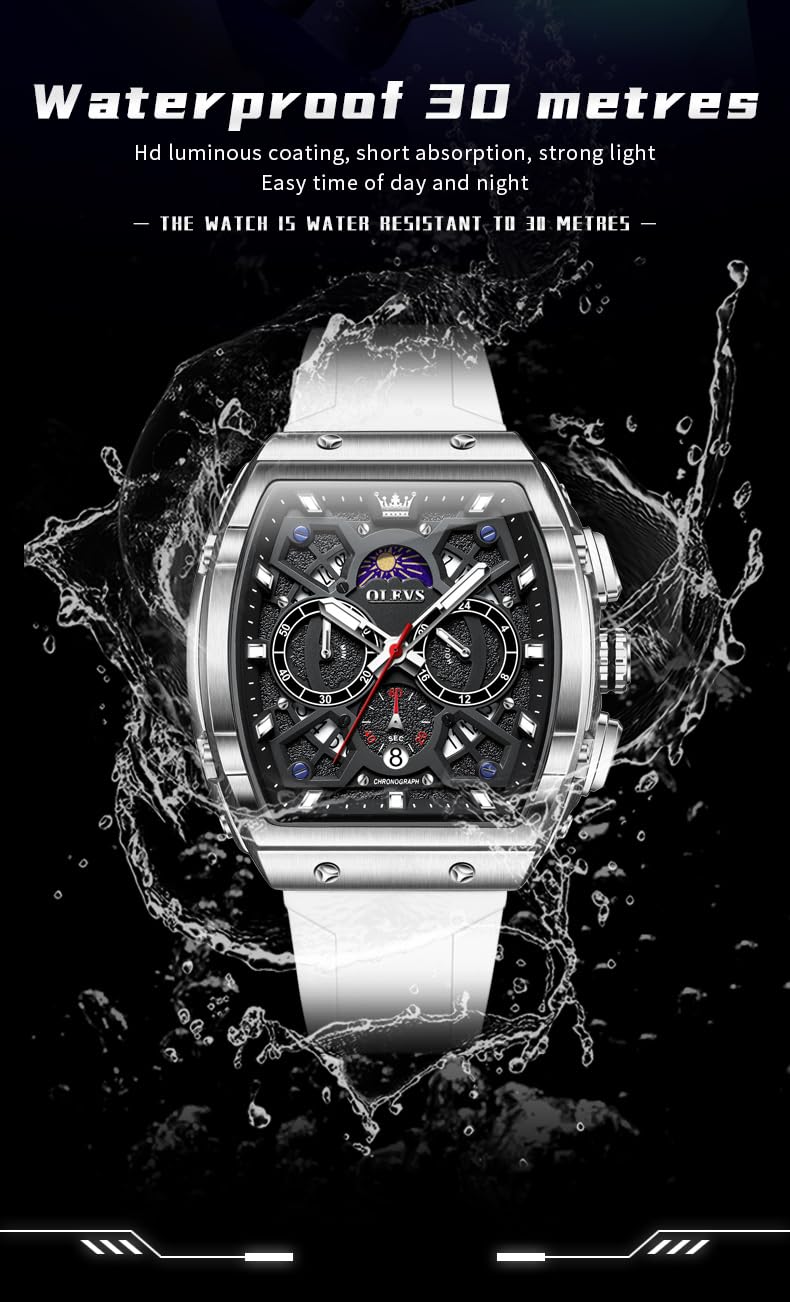 Foto 7 pulgar | Reloj Olevs Stylish Chronograph Waterproof Para Hombre Blanco - Venta Internacional.