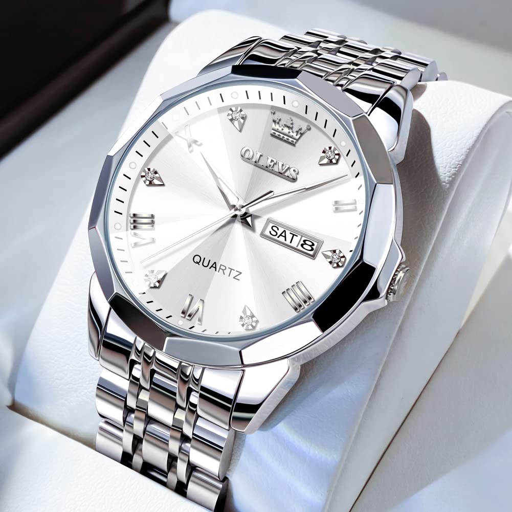 Foto 6 pulgar | Reloj De Pulsera Olevs Para Hombre Analógico De Cuarzo Y Acero Inoxidable - Venta Internacional.