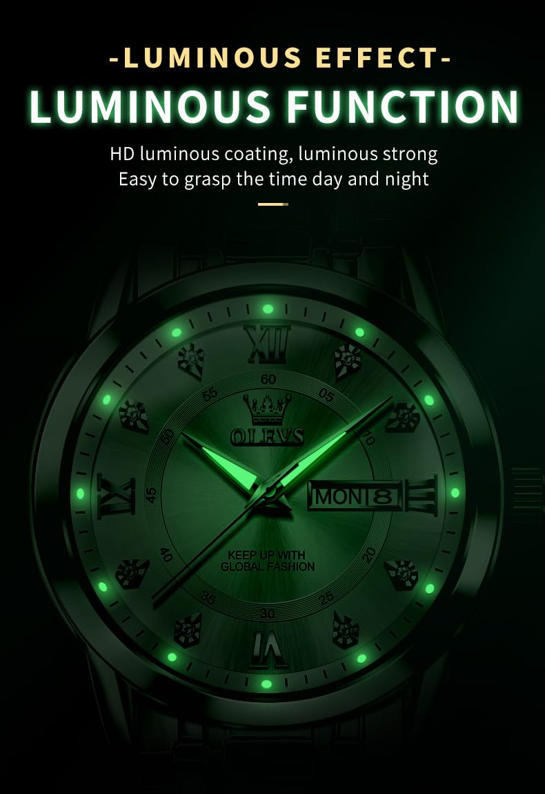 Foto 4 | Reloj Olevs Para Hombre, De Acero Inoxidable Plateado, Impermeable Y Luminoso - Venta Internacional.
