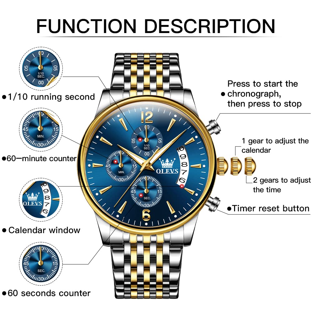 Foto 4 pulgar | Reloj Olevs Chronograph Business Dress Quartz Para Hombre - Venta Internacional.