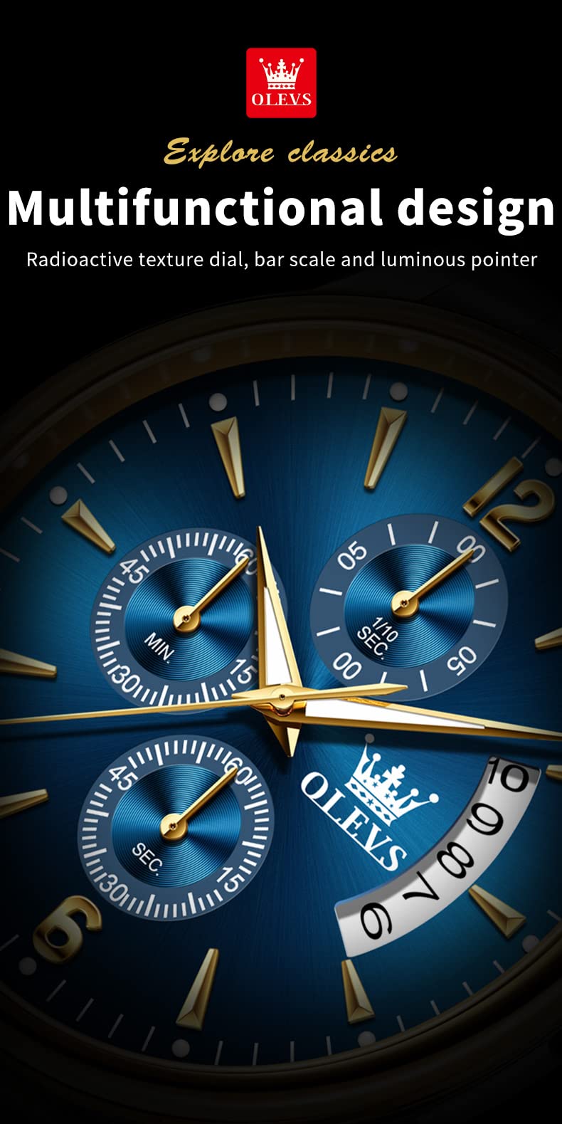 Foto 5 pulgar | Reloj Olevs Chronograph Business Dress Quartz Para Hombre - Venta Internacional.
