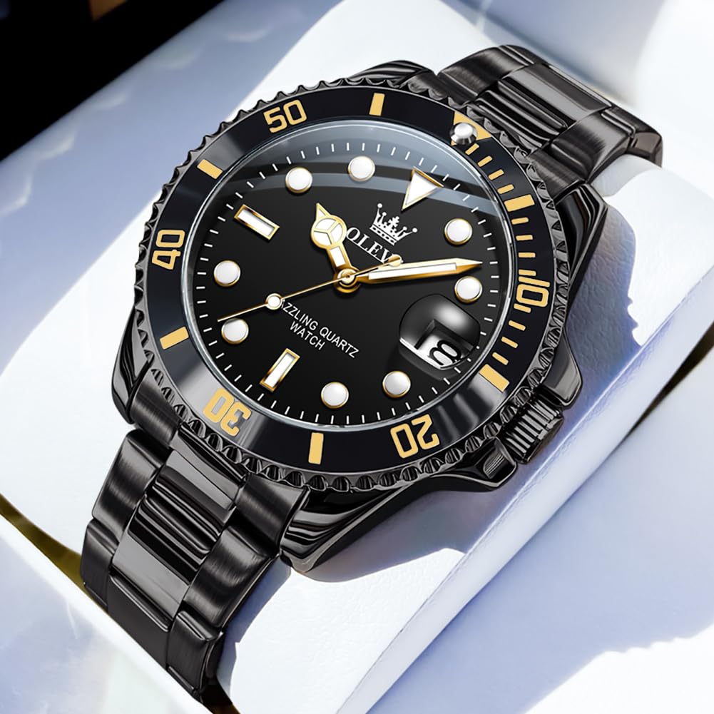 Foto 4 pulgar | Reloj Olevs Dress Impermeable Para Día Y Fecha Con Esfera Negra Para Hombre - Venta Internacional.