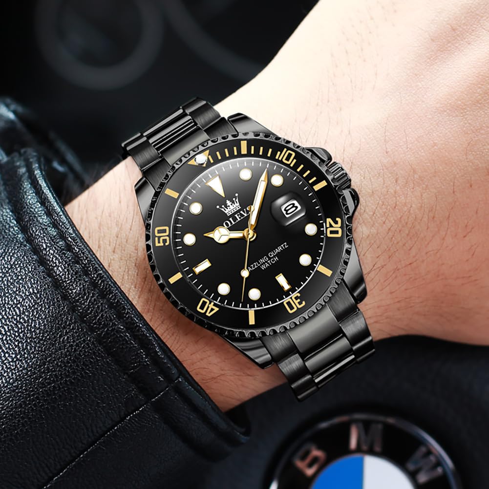 Foto 5 pulgar | Reloj Olevs Dress Impermeable Para Día Y Fecha Con Esfera Negra Para Hombre - Venta Internacional.