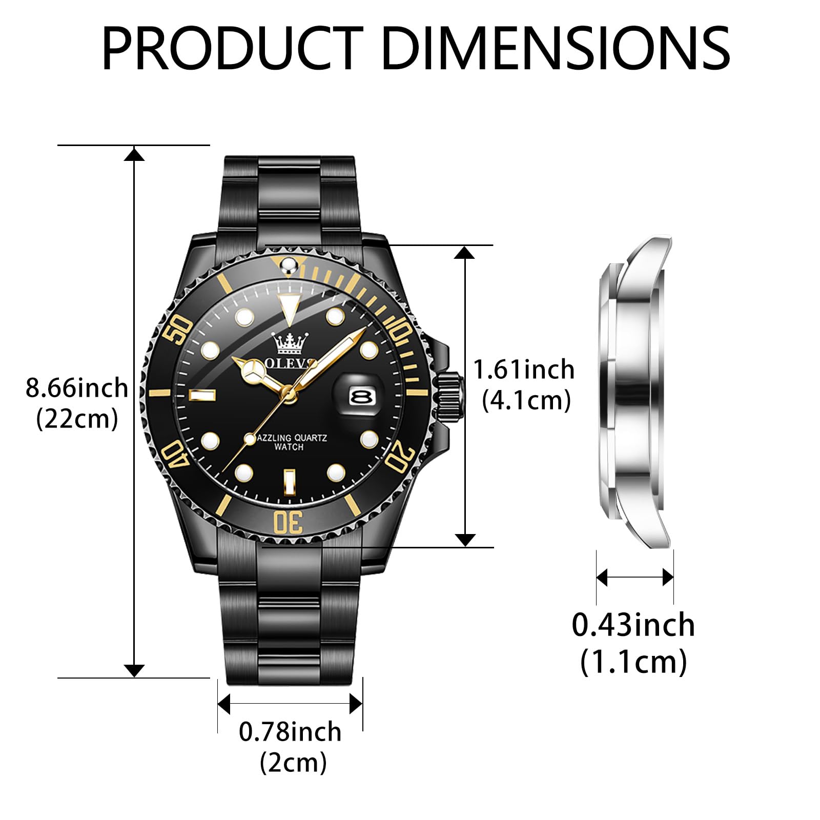 Foto 6 pulgar | Reloj Olevs Dress Impermeable Para Día Y Fecha Con Esfera Negra Para Hombre - Venta Internacional.