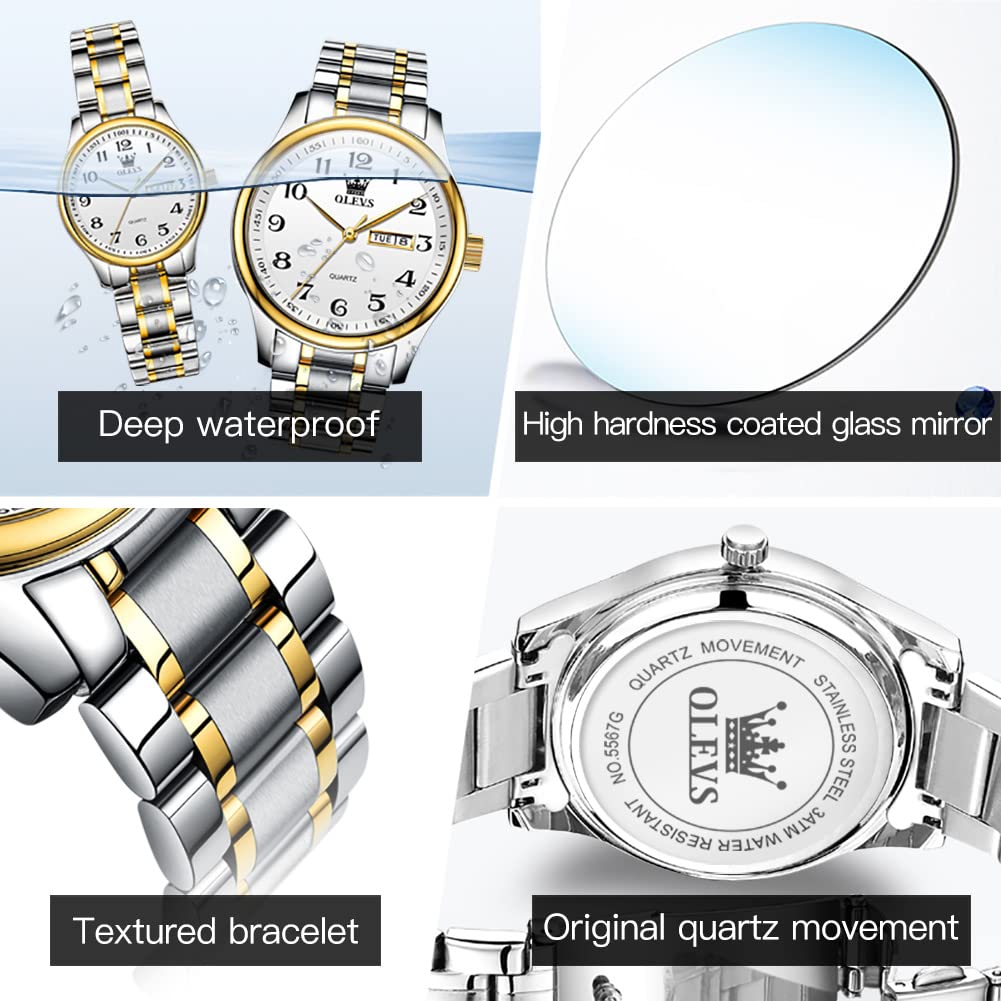 Foto 5 pulgar | Reloj Olevs De Acero Inoxidable Impermeable Para Parejas De San Valentín - Venta Internacional.
