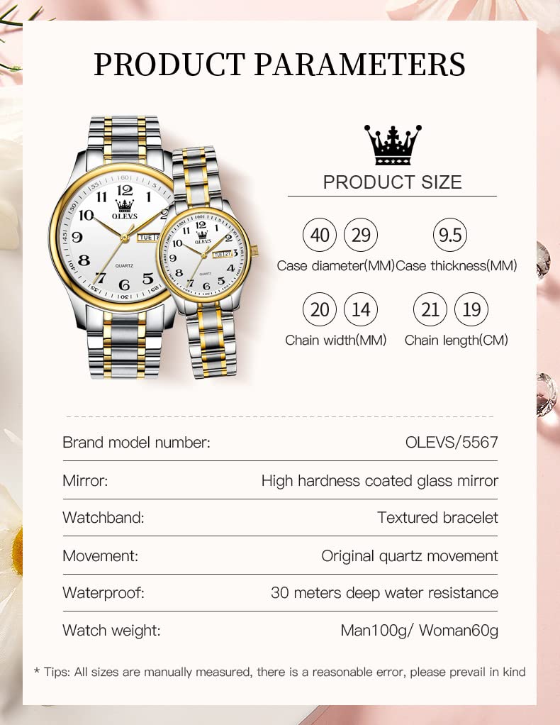 Foto 6 pulgar | Reloj Olevs De Acero Inoxidable Impermeable Para Parejas De San Valentín - Venta Internacional.