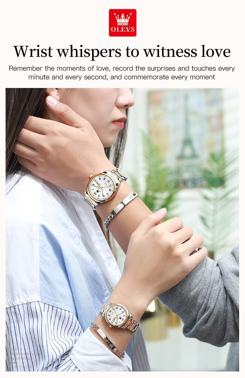 Foto 8 pulgar | Reloj Olevs De Acero Inoxidable Impermeable Para Parejas De San Valentín - Venta Internacional.