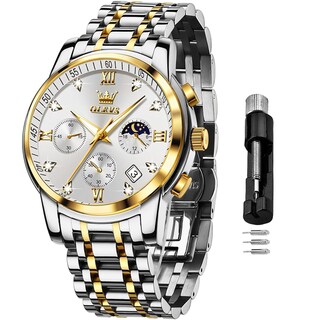 Foto 1 | Reloj De Pulsera Olevs Men Chronograph Moon Phase De Acero Inoxidable - Venta Internacional.