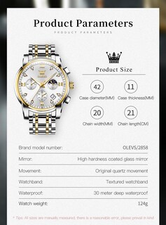 Foto 6 | Reloj De Pulsera Olevs Men Chronograph Moon Phase De Acero Inoxidable - Venta Internacional.