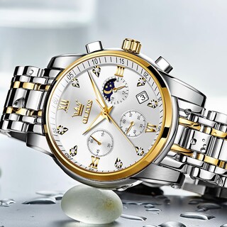Foto 7 | Reloj De Pulsera Olevs Men Chronograph Moon Phase De Acero Inoxidable - Venta Internacional.